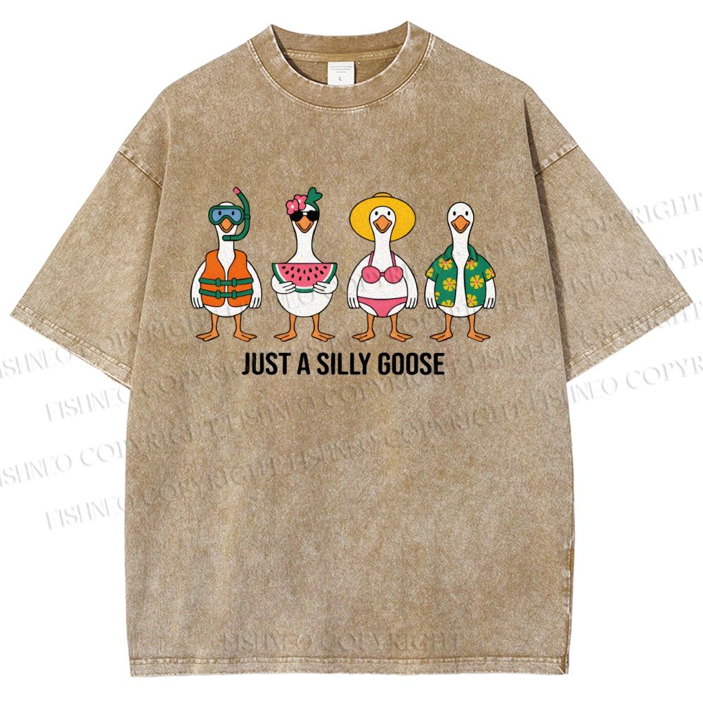 Unisex Just A Silly Goose Printed Washed Tee