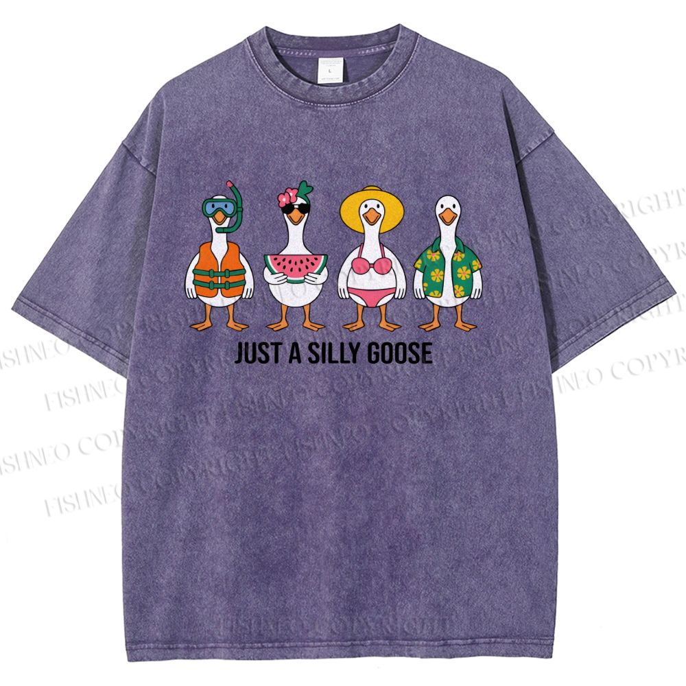 Unisex Just A Silly Goose Printed Washed Tee