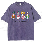 Unisex Just A Silly Goose Printed Washed Tee