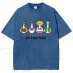 Unisex Just A Silly Goose Printed Washed Tee
