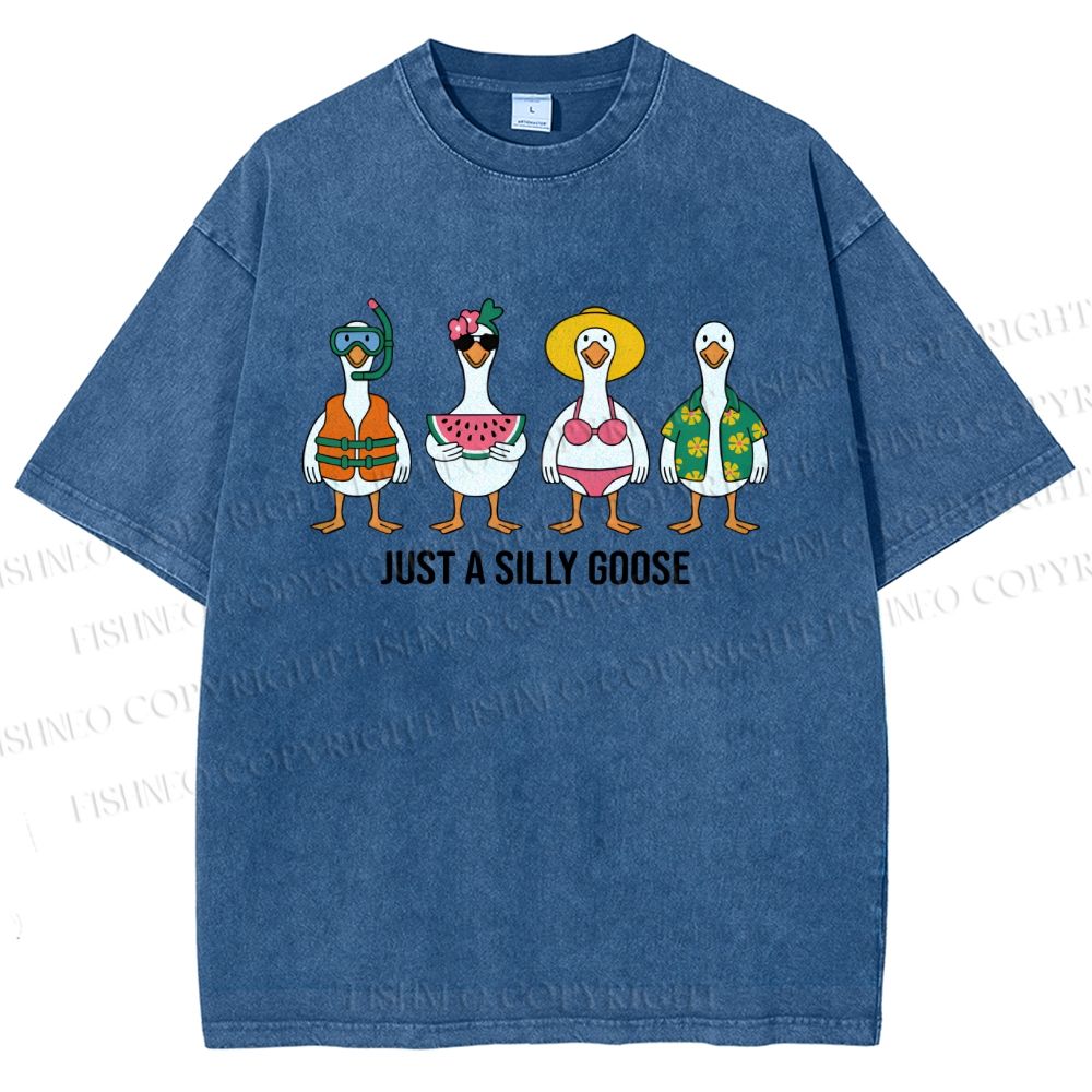 Unisex Just A Silly Goose Printed Washed Tee