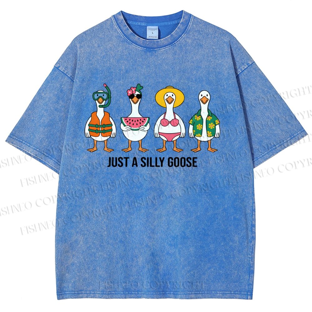 Unisex Just A Silly Goose Printed Washed Tee