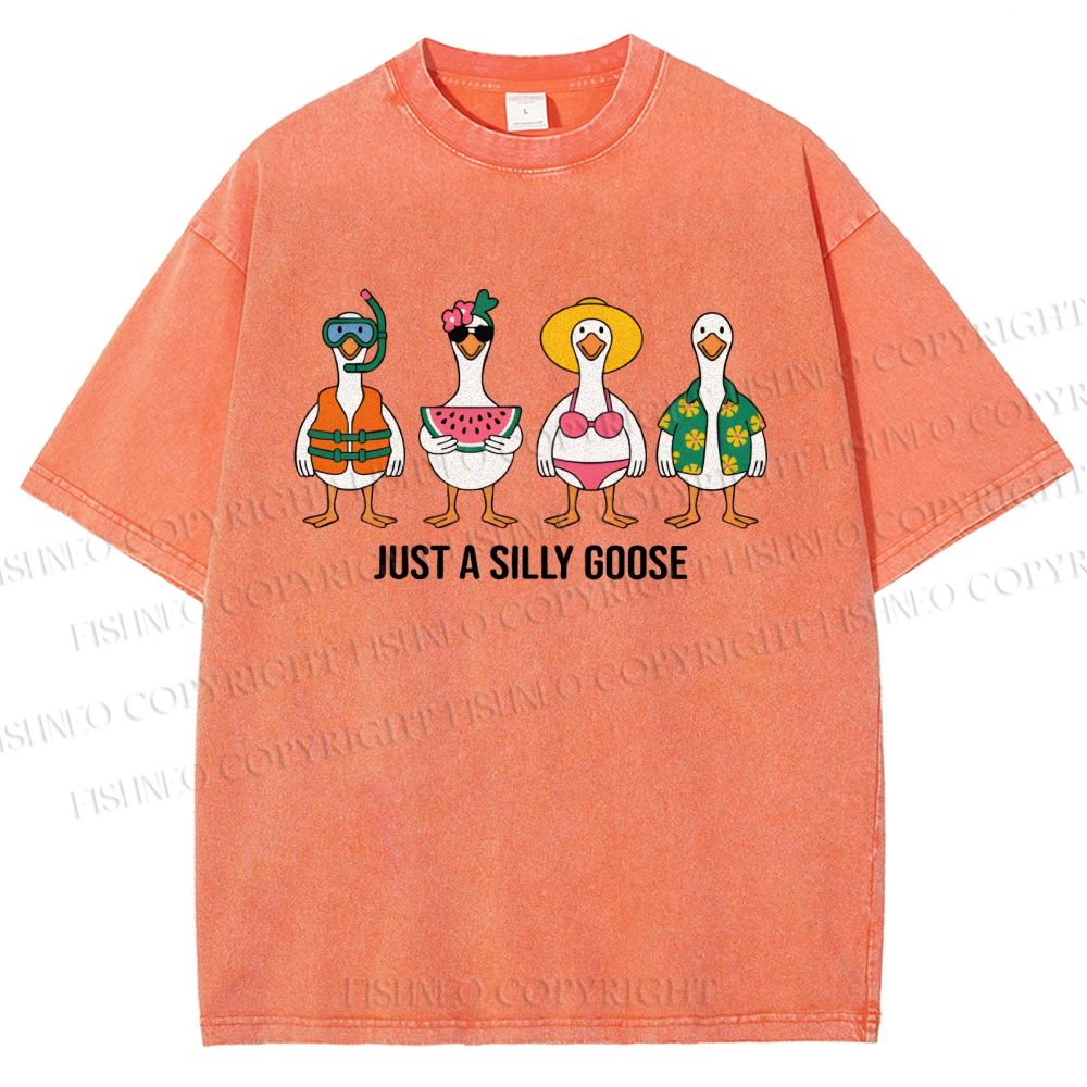 Unisex Just A Silly Goose Printed Washed Tee