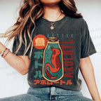 Unisex Bottle Fish Printed Washed Tee