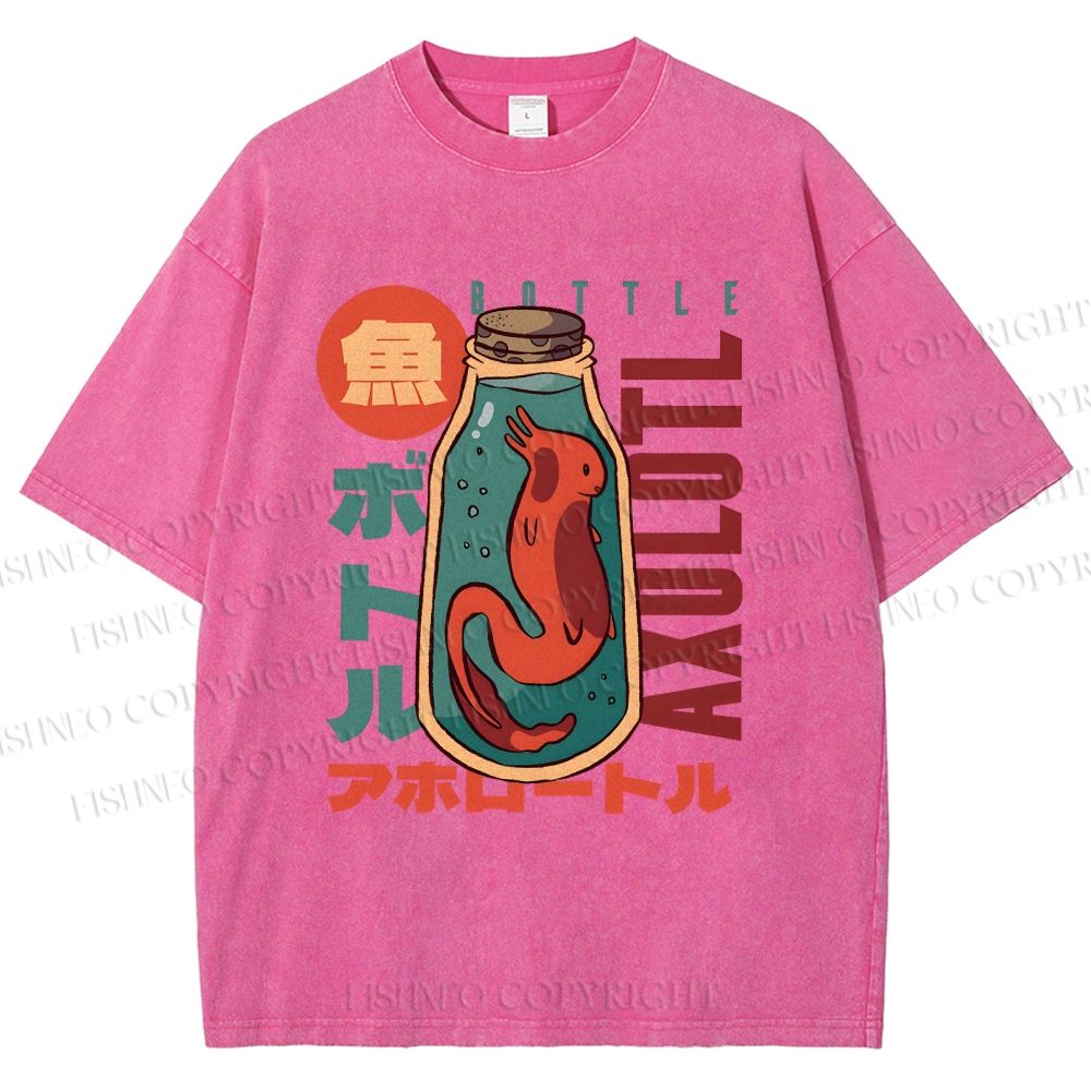 Unisex Bottle Fish Printed Washed Tee