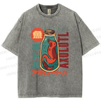 Unisex Bottle Fish Printed Washed Tee