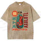 Unisex Bottle Fish Printed Washed Tee