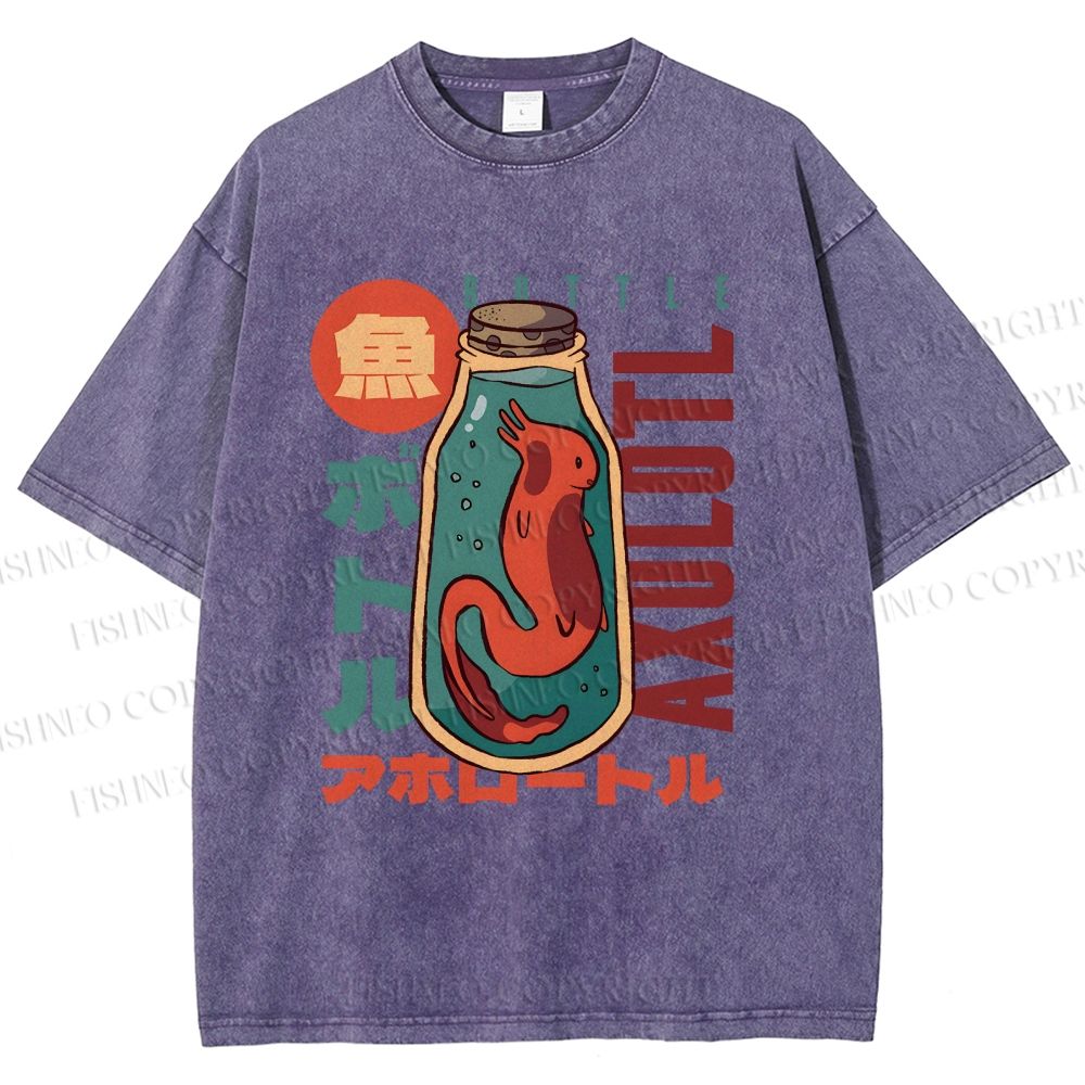 Unisex Bottle Fish Printed Washed Tee