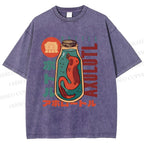 Unisex Bottle Fish Printed Washed Tee