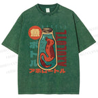 Unisex Bottle Fish Printed Washed Tee