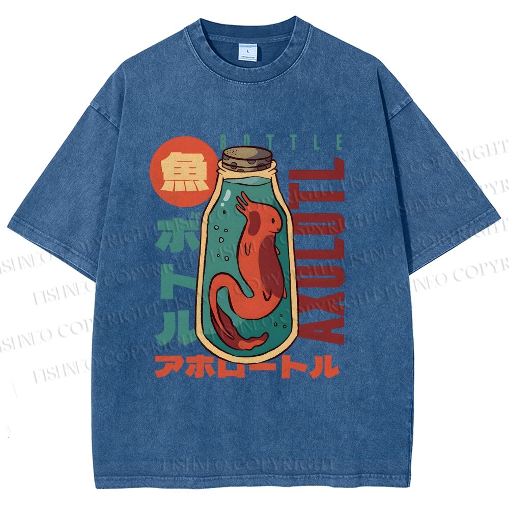 Unisex Bottle Fish Printed Washed Tee