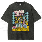 Unisex Tiger Printed Washed Tee