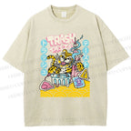 Unisex Tiger Printed Washed Tee