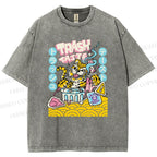 Unisex Tiger Printed Washed Tee