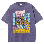 Unisex Tiger Printed Washed Tee