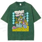 Unisex Tiger Printed Washed Tee