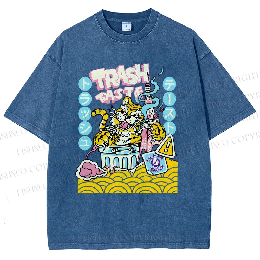Unisex Tiger Printed Washed Tee