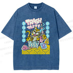 Unisex Tiger Printed Washed Tee