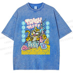 Unisex Tiger Printed Washed Tee
