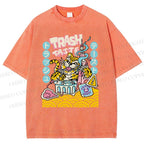 Unisex Tiger Printed Washed Tee