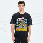 Unisex Tiger Printed Washed Tee