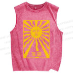 Unisex The Sun Graffiti Printed Washed Tank Top