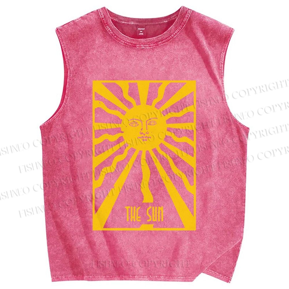 Unisex The Sun Graffiti Printed Washed Tank Top