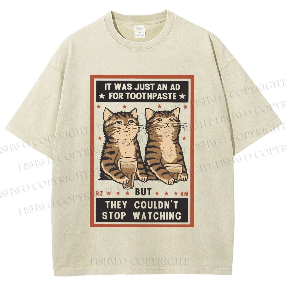 Unisex Vintage Cats Having Beer Printed Washed Tee