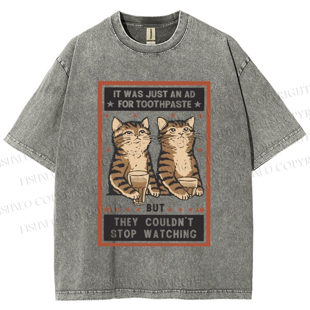 Unisex Vintage Cats Having Beer Printed Washed Tee