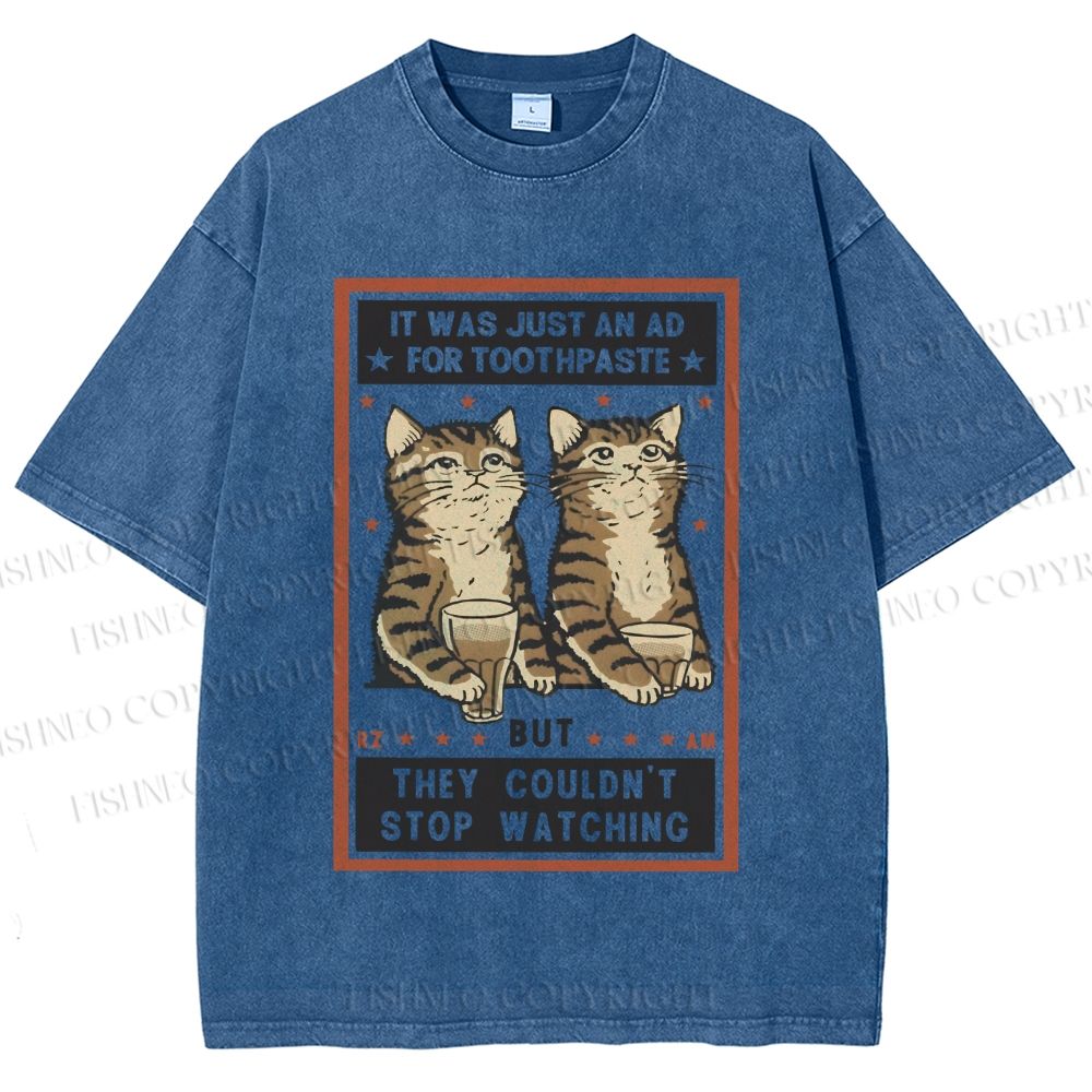 Unisex Vintage Cats Having Beer Printed Washed Tee