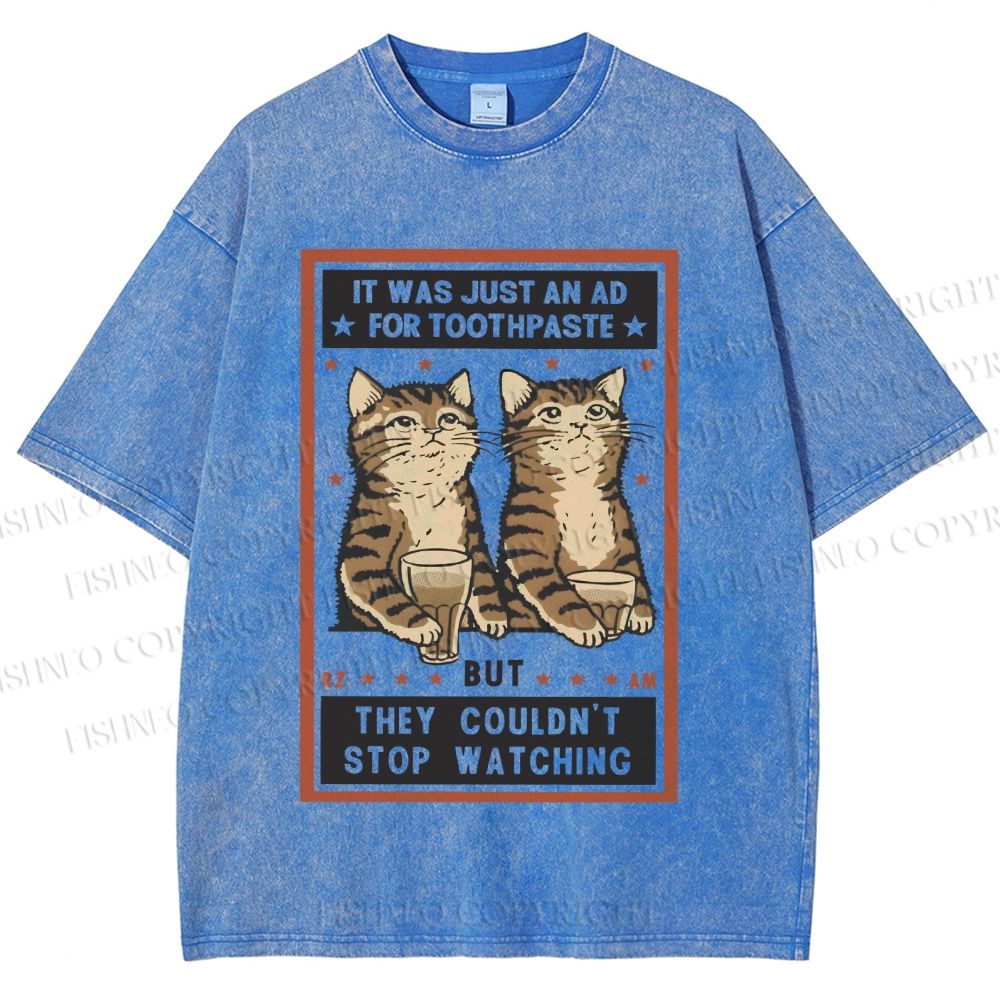 Unisex Vintage Cats Having Beer Printed Washed Tee