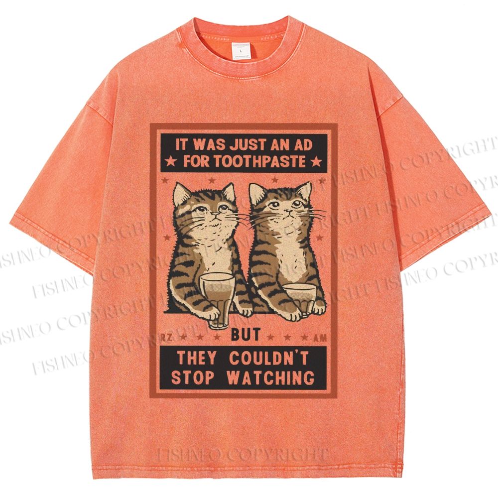 Unisex Vintage Cats Having Beer Printed Washed Tee
