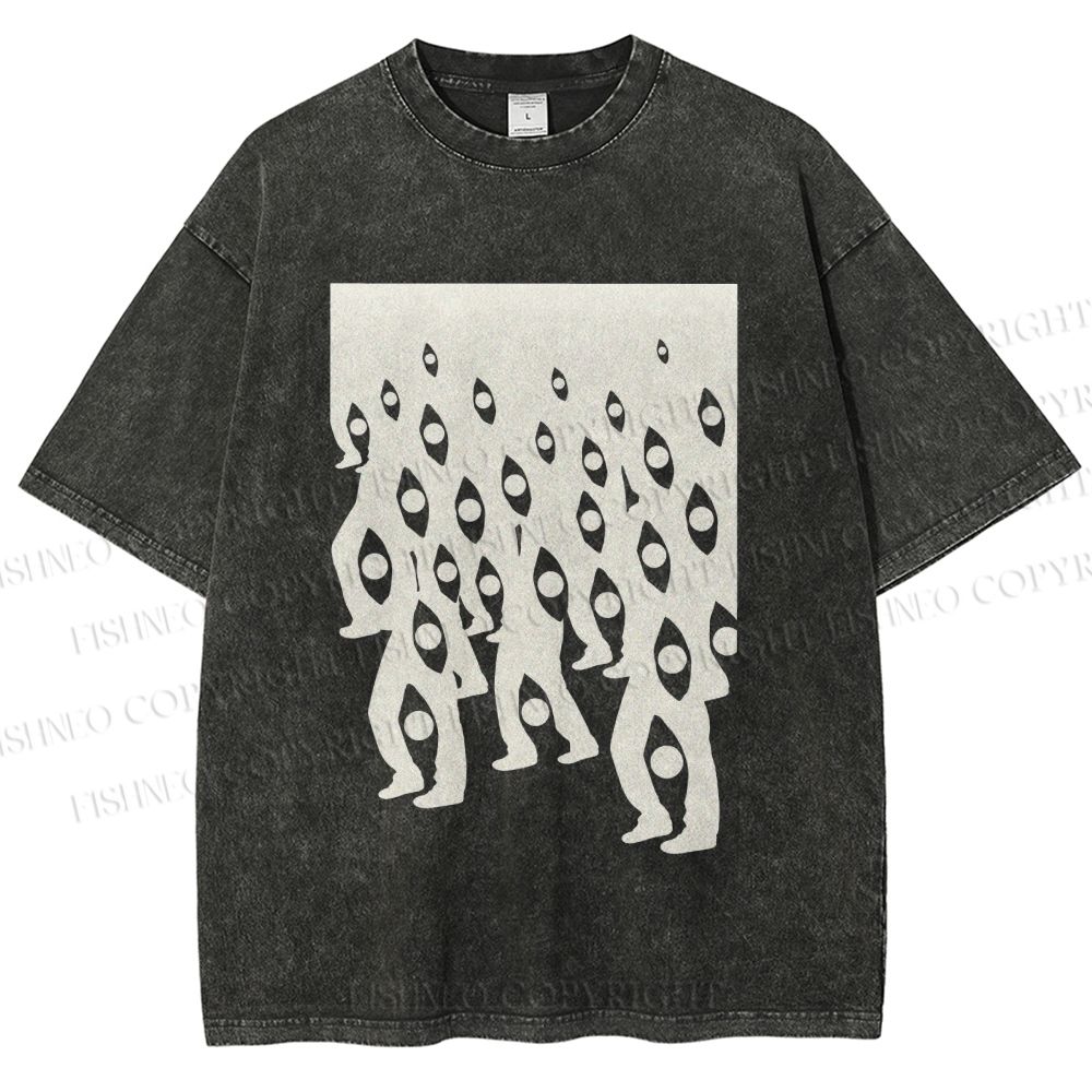 Unisex Weird Eyes Printed Washed Tee