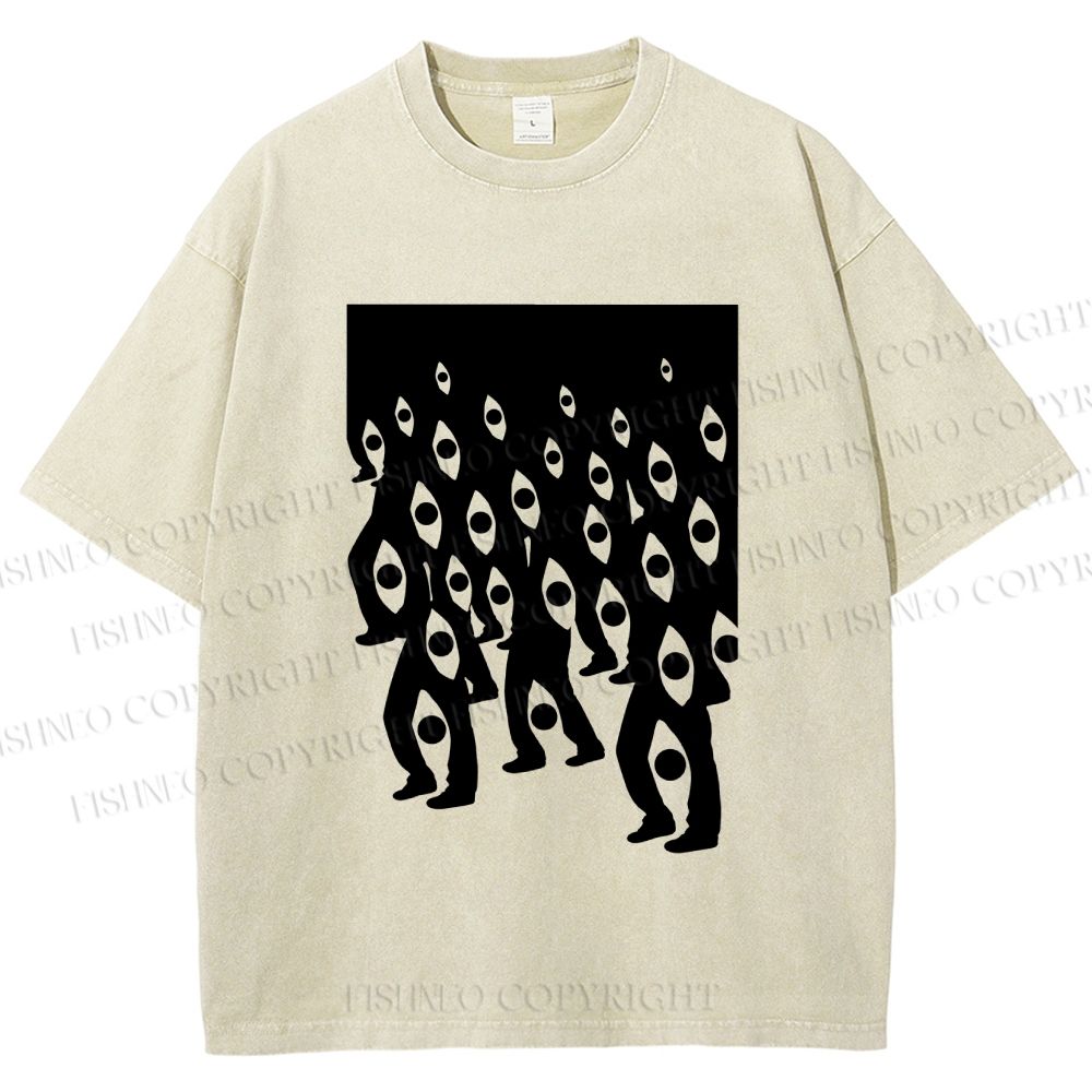 Unisex Weird Eyes Printed Washed Tee