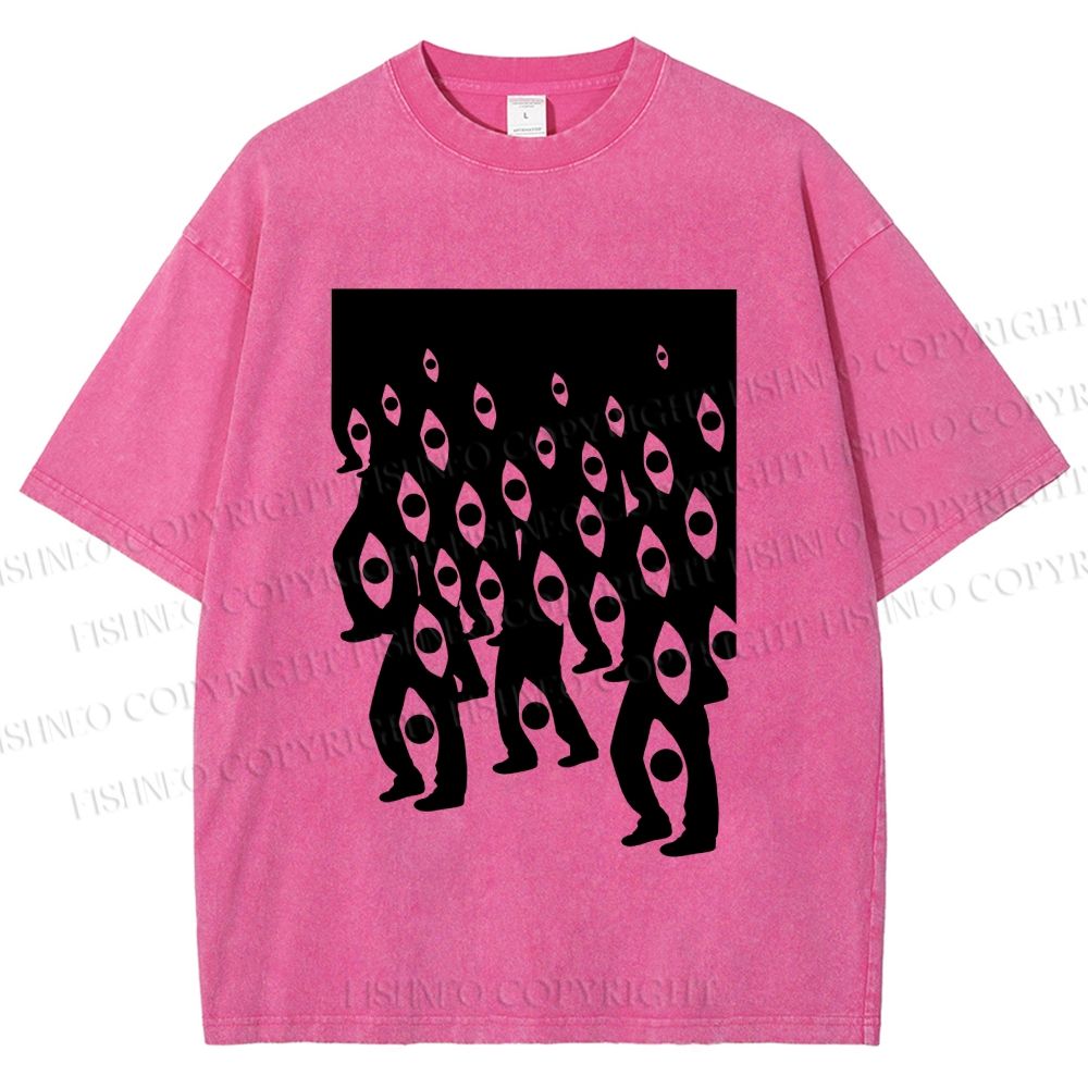 Unisex Weird Eyes Printed Washed Tee