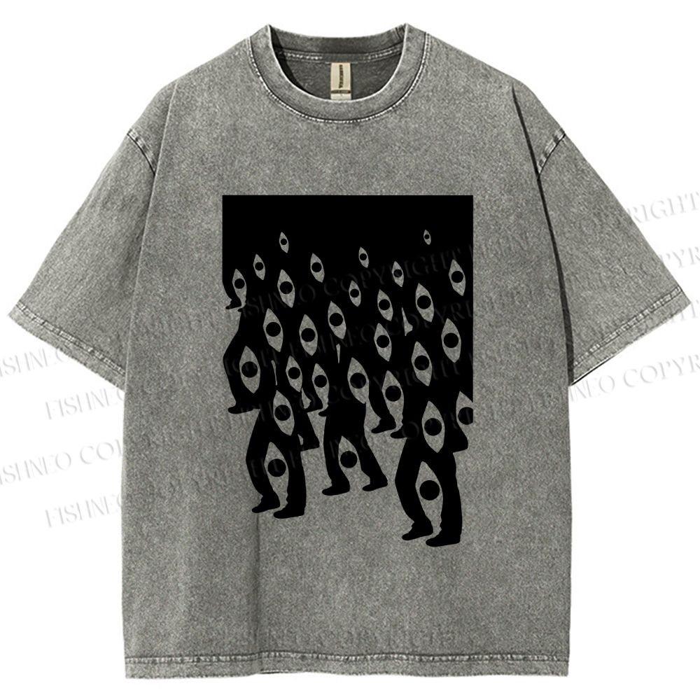 Unisex Weird Eyes Printed Washed Tee