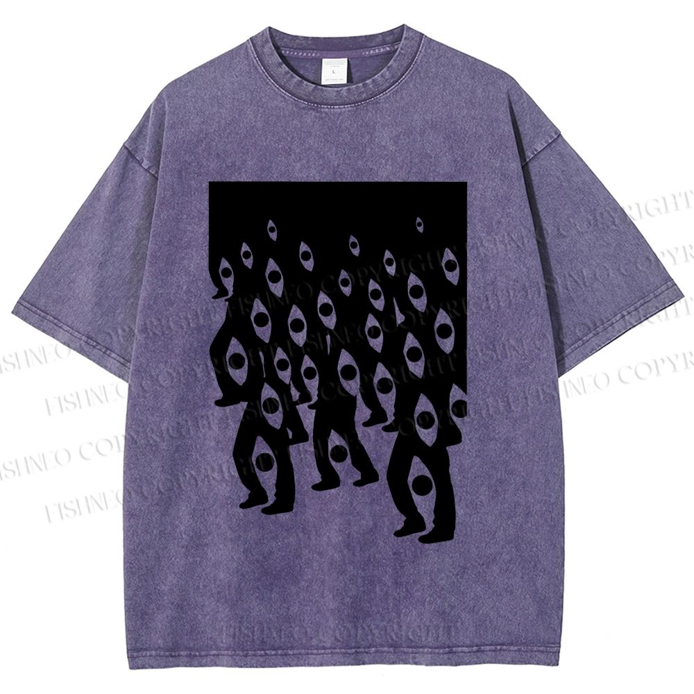 Unisex Weird Eyes Printed Washed Tee