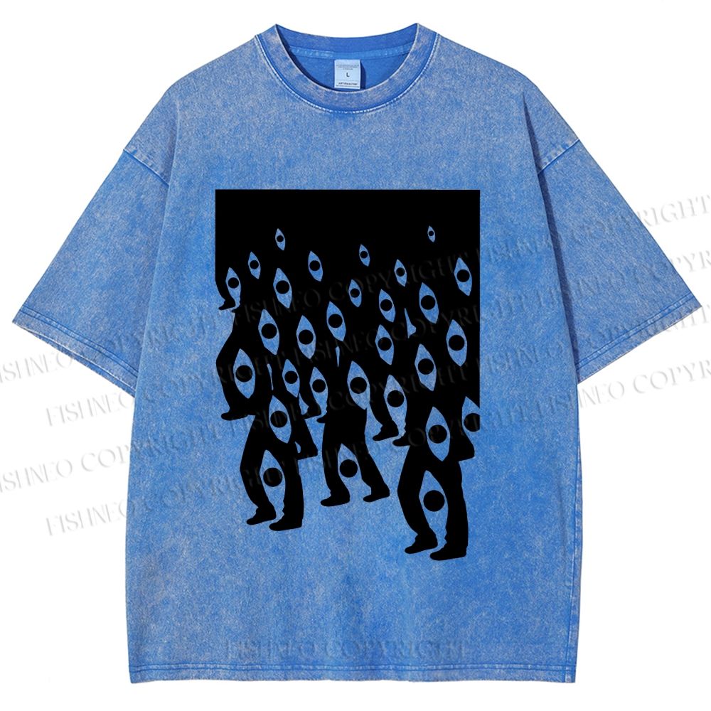 Unisex Weird Eyes Printed Washed Tee