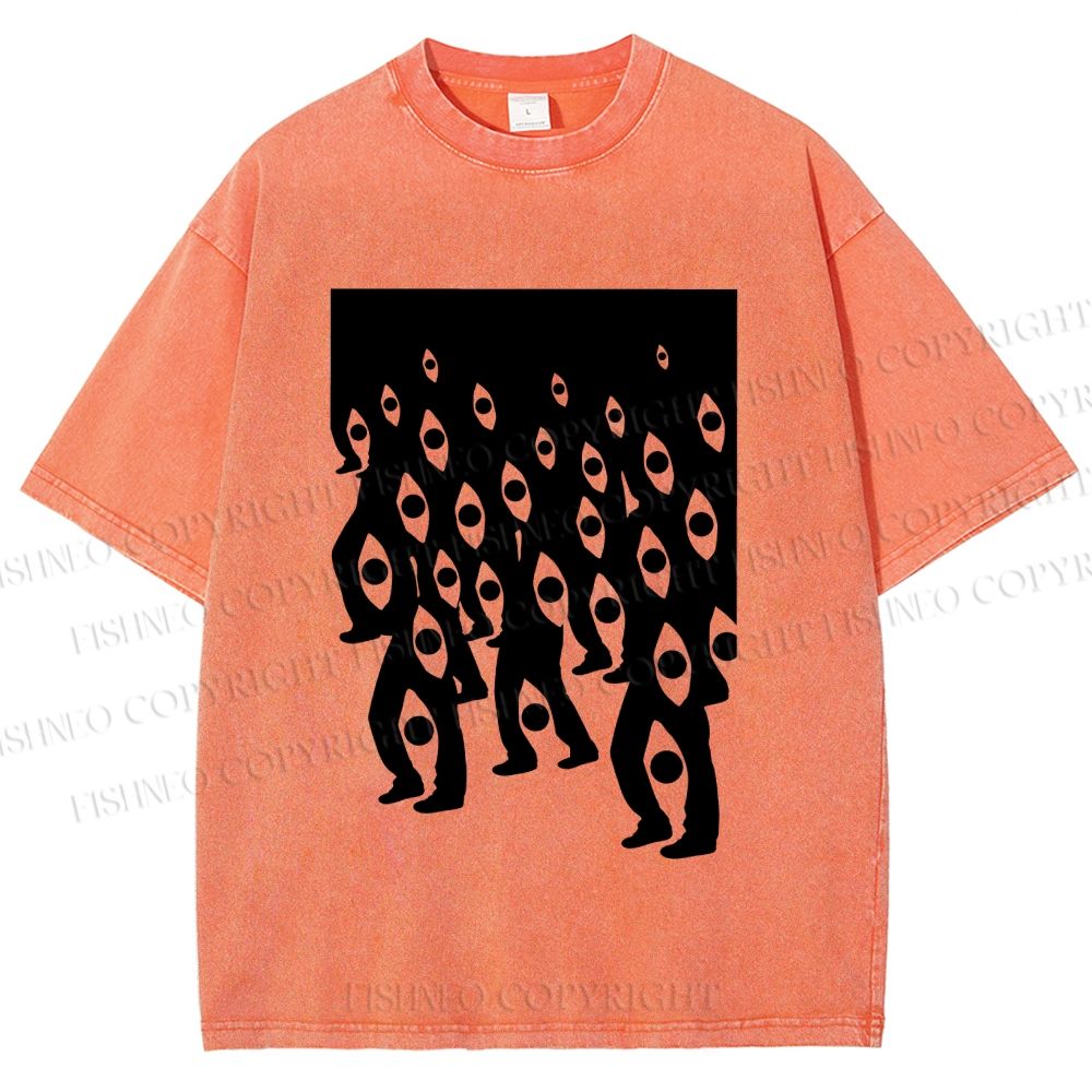 Unisex Weird Eyes Printed Washed Tee