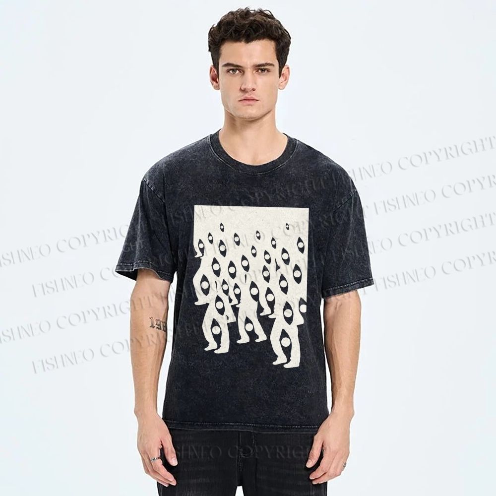 Unisex Weird Eyes Printed Washed Tee