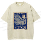 Unisex Vintage Stamp Printed Washed Tee