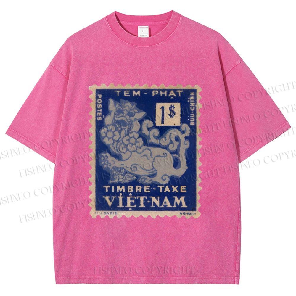 Unisex Vintage Stamp Printed Washed Tee