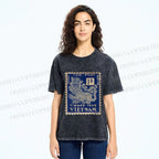 Unisex Vintage Stamp Printed Washed Tee