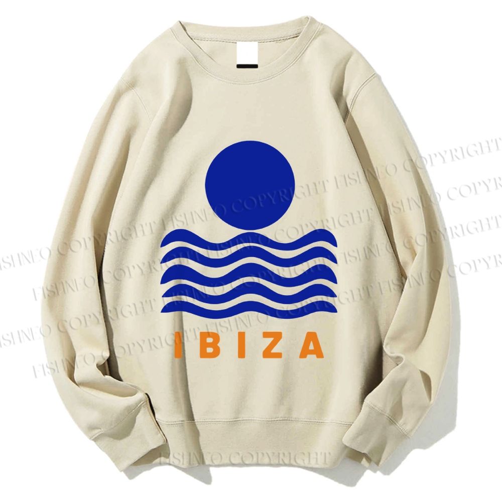 Unisex Ibiza Sea Wave Printed Sweatshirt
