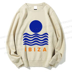 Unisex Ibiza Sea Wave Printed Sweatshirt