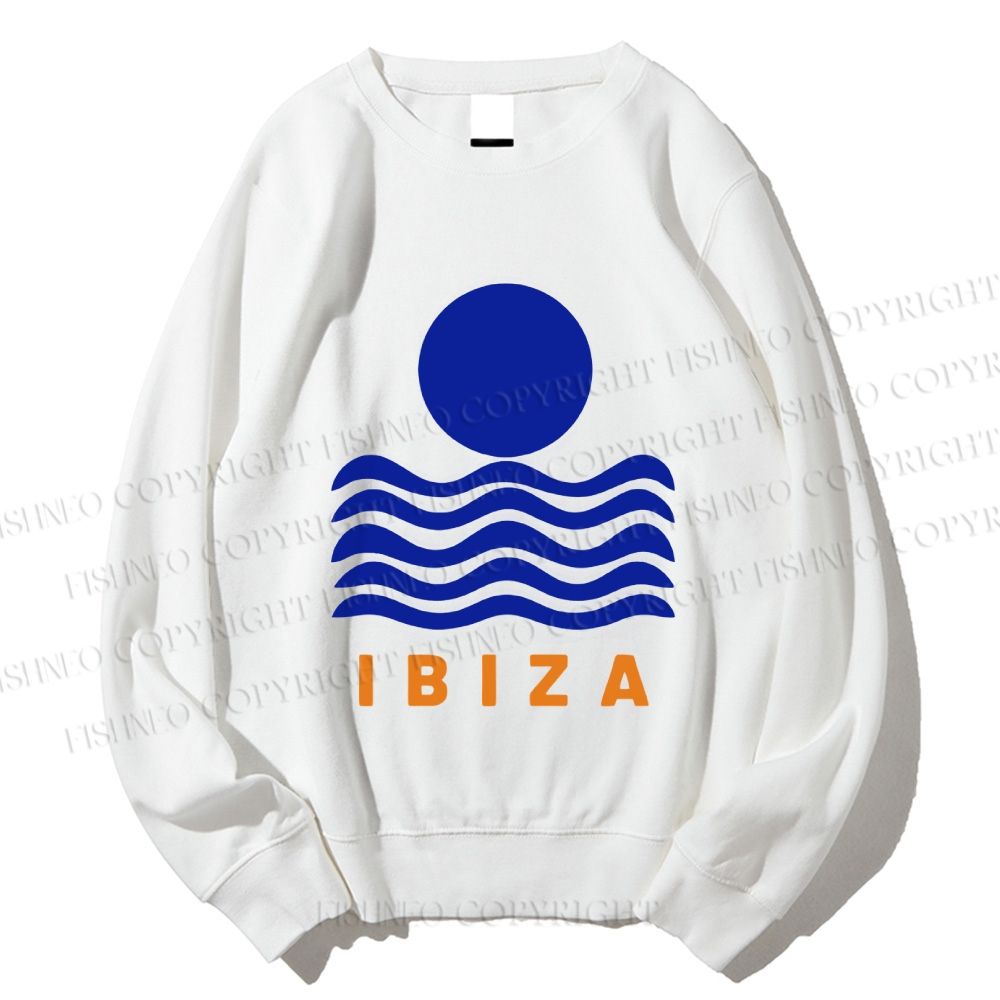 Unisex Ibiza Sea Wave Printed Sweatshirt