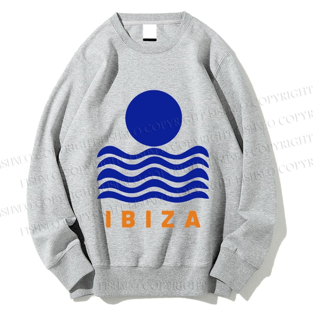 Unisex Ibiza Sea Wave Printed Sweatshirt