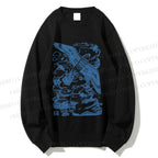 Unisex Vintage Eagle Bird In Clouds Printed Sweatshirt