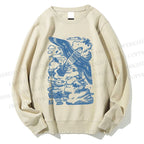 Unisex Vintage Eagle Bird In Clouds Printed Sweatshirt