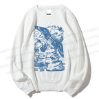Unisex Vintage Eagle Bird In Clouds Printed Sweatshirt